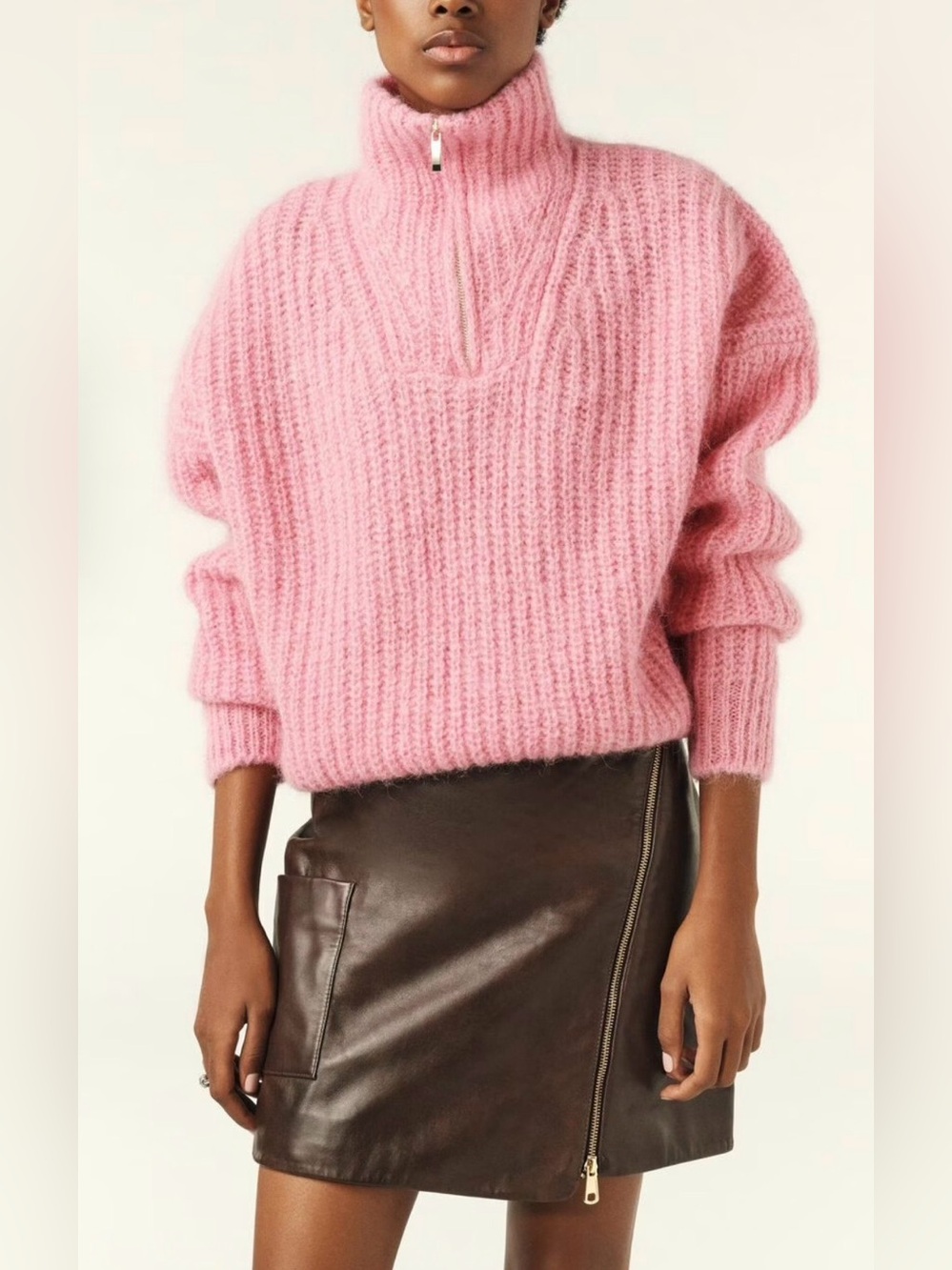 ba&sh Half-Zip Jumper Beltane Pink